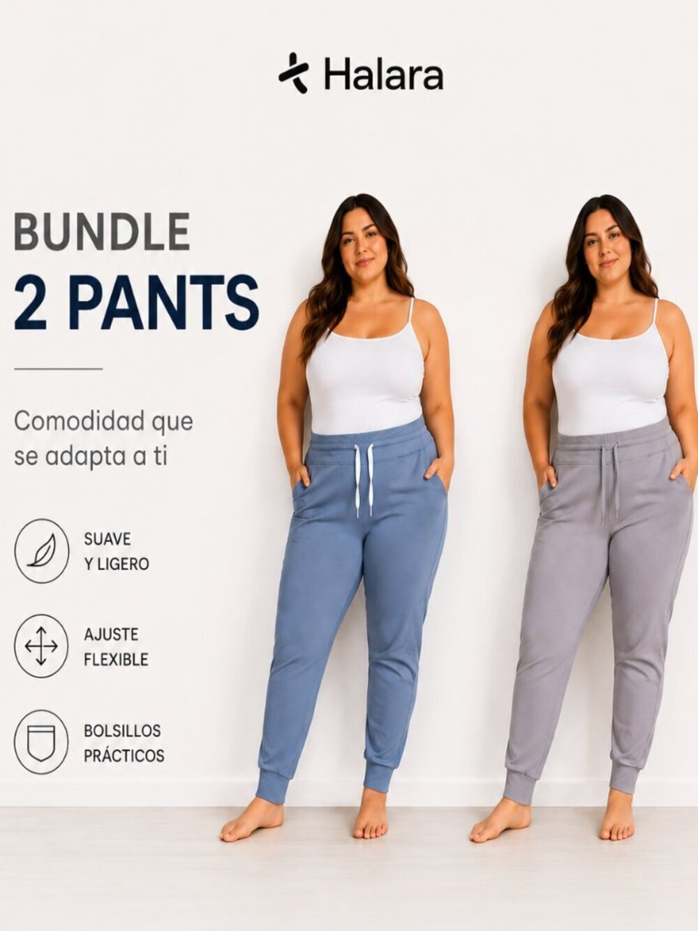 Halara Bundle 2 Pairs Jogger Pants Womens Large Blue/ Gray High Waist Stretch